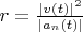 $r = \frac{|v(t)|^2}{|a_n(t)|}$
