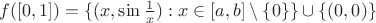 $f([0,1])=\{(x,\sin \frac 1x):x\in[a,b]\setminus\{0\}\}\cup\{(0,0)\}$
