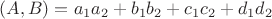 $(A,B)=a_1a_2+b_1b_2+c_1c_2+d_1d_2$