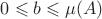 $0 \leqslant b \leqslant \mu(A)$