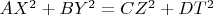 $AX^2+BY^2=CZ^2+DT^2$