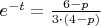 $e^{-t}= \frac{6-p}{3\cdot(4-p) }$