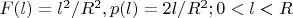 $Fкси(l)= l^2/R^2,
pкси(l)=2l/R^2;
0<l<R$