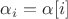 $\alpha_i = \alpha[i]$