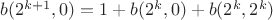 $b(2^{k+1},0)=1+b(2^k,0)+ b(2^k,2^k)$