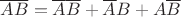 $\overline{AB}=\overline{A}\overline{B}+\overline{A}B+A\overline{B}$