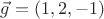 $\vec g = (1, 2, -1)$