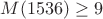 $M(1536) \ge 9$
