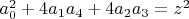 $a_0^2+4 a_1 a_4+4 a_2 a_3=z^2$
