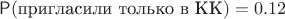 $\mathsf P(\text{пригласили только в КК})=0.12$