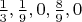 $\frac {1} {3}, \frac {1} {9}, 0, \frac {8} {9}, 0$