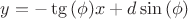 $y=-\tg{(\phi)} x + d \sin{(\phi)}$