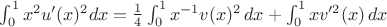 $\int_0^1x^2u'(x)^2dx=\frac14\int_0^1x^{-1}v(x)^2\,dx+\int_0^1xv'^2(x)\,dx$ $\int_0^1x^2u'(x)^2dx=\frac14\int_0^1x^{-1}v(x)^2\,dx+\int_0^1xv'^2(x)\,dx$