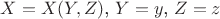 $\(X = X(Y, Z)\), \(Y = y\), \(Z = z\)$