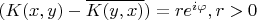 $(K(x,y)-\overline{K(y,x)})=re^{i\varphi},r>0$