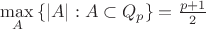 $\max\limits_A \left\{ |A| : A \subset Q_p \right\}=\frac{p+1}{2}$
