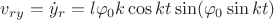 $$ v_ {ry} = \dot y_{r} = l \varphi _0 k \cos kt \sin (\varphi _0 \sin kt) $$
