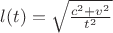 $l(t) = \sqrt{\frac{c^2+v^2}{t^2}}$