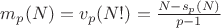 $m_p(N)=v_p(N!)=\frac{N-s_p(N)}{p-1}$