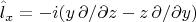 $$\hat{l}_x=-i(y\,\partial/\partial z-z\,\partial/\partial y)$$