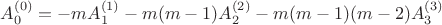$A_0^{(0)} = -mA_1^{(1)}-m(m-1)A_2^{(2)}-m(m-1)(m-2)A_3^{(3)}$