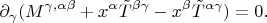 $$
\partial_\gamma ( M^{\gamma,\alpha\beta} + x^\alpha \tilde{T}^{\beta\gamma}-x^\beta \tilde{T}^{\alpha\gamma} ) = 0.
$$