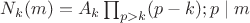 $N_k(m)=A_k\prod_{p>k}(p-k); p\mid m$