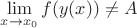 $\lim \limits_{x \to x_0} f(y(x)) \neq A$