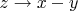 $z \rightarrow x-y$