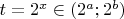 $t=2^x\in(2^a;2^b)$