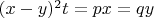 $\[
(x - y)^2 t = px = qy
\]
$