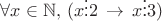 $\forall x\in\mathbb{N},\,(x\vdots 2\,\to\,x\vdots 3)$