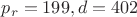 $p_r=199, d=402$