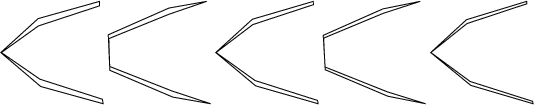 $$\begin{tikzpicture}\draw [black, thin](0.7646,0.4796) -- (1.9841,0.0881) -- (2.0000,0.0000) -- (0.7790,0.3371) -- (0.0000,1.0000) -- (0.7294,1.6629) -- (1.9306,2.0000) -- (1.9277,1.9119) -- (0.7362,1.5204) -- (0.0111,1.0000) -- (0.7646,0.4796);\draw [black, thin](2.1284,0.7278) -- (3.3408,0.2508) -- (4.1000,0.0000) -- (3.3595,0.1303) -- (2.1305,0.6533) -- (2.1000,1.3467) -- (3.2864,1.8697) -- (4.0227,2.0000) -- (3.2888,1.7492) -- (2.1109,1.2722) -- (2.1284,0.7278);\draw [black, thin](4.2055,1.0000) -- (4.9673,0.4538) -- (6.1884,0.0645) -- (6.2000,0.0000) -- (4.9801,0.3494) -- (4.2000,1.0000) -- (4.9159,1.6506) -- (6.1069,2.0000) -- (6.1083,1.9355) -- (4.9242,1.5462) -- (4.2055,1.0000);\draw [black, thin](6.3084,1.2822) -- (6.3347,0.7178) -- (7.5466,0.2344) -- (8.3000,0.0000) -- (7.5615,0.1472) -- (6.3392,0.6639) -- (6.3000,1.3361) -- (7.4654,1.8528) -- (8.1941,2.0000) -- (7.4713,1.7656) -- (6.3084,1.2822);\draw [black, thin](9.1079,1.5655) -- (8.4024,1.0000) -- (9.1710,0.4345) -- (10.3907,0.0471) -- (10.4000,0.0000) -- (9.1830,0.3583) -- (8.4000,1.0000) -- (9.0990,1.6417) -- (10.2746,2.0000) -- (10.2783,1.9529) -- (9.1079,1.5655);\end{tikzpicture}$$