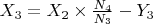 $X_{3} = X_{2} \times \frac{N_{4}}{N_{3}} - Y_{3}$