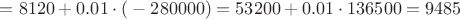 $=8120+0.01\cdot (НБ-280000)= 53200+0.01\cdot 136500=9485$
