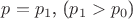 $p=p_1$, ($p_1>p_0$) $p=p_1$, ($p_1>p_0$)