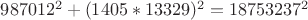 $987012^2+(1405*13329)^2=18753237^2$