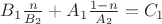 $B_1 \frac{n}{B_2}+A_1 \frac{1-n}{A_2} = C_1$