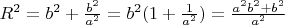 $R^2=b^2+\frac{b^2}{a^2}=b^2(1+\frac{1}{a^2})=\frac{a^2b^2+b^2}{a^2}$