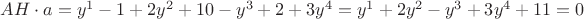 $AH \cdot a=y^{1}-1+2y^{2}+10-y^{3}+2+3y^{4}=y^{1}+2y^{2}-y^{3}+3y^{4}+11=0$
