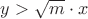 $y>\sqrt m\cdot x$
