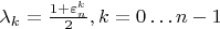 $\lambda_k=\frac{1 + \varepsilon_n^k}2, k = 0 \dots n-1$