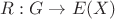 $R:G\to E(X)$