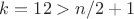 $k=12 > n/2+1$