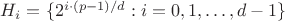 $H_i = \{ 2^{i\cdot (p-1)/d} : i=0,1,\dots,d-1\}$