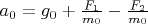$a_0=g_0+\frac{F_1}{m_0}-\frac{F_2}{m_0}$
