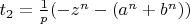 $t_2= \frac{1}{p}(-z^n-(a^n+b^n))$