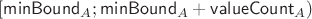 $[\mathsf{minBound}_A;\mathsf{minBound}_A+\mathsf{valueCount}_A)$