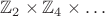 $\mathbb{Z}_2 \times \mathbb{Z}_4 \times \ldots$